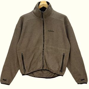 Vintage Men’s Solstice olive green gray Polartec full zip fleece